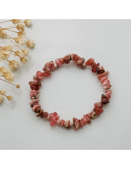 Pulseira de rodocrosite chip pedra natural
