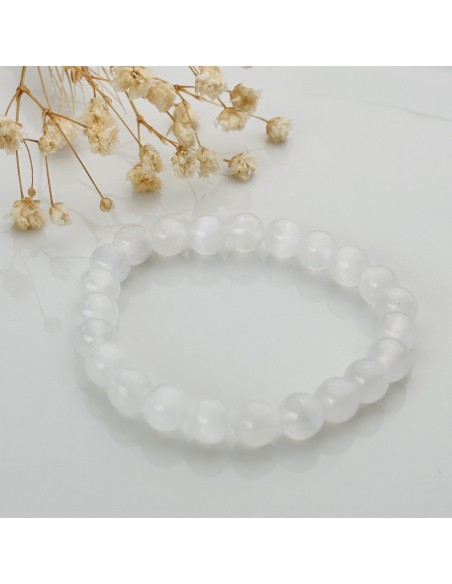 Pulseira de selenite 8mm pedra natural
