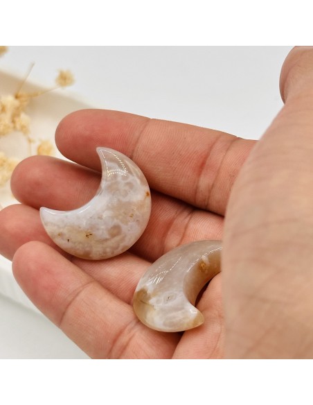 Luna de ágata flor para armonía emocional, suavidad energética y equilibrio interior