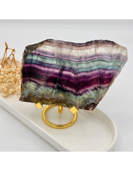 Placa de fluorite arco-íris 330 g pedra natural