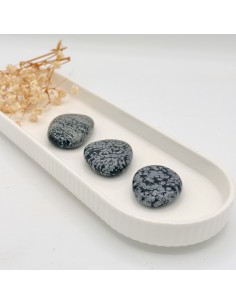 Obsidiana de flocos de neve rolada plana 3 a 4 cm pedra natural de proteção