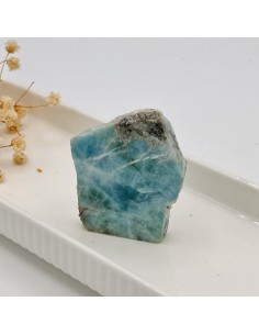 Larimar semi polida para serenidade profunda, clareza emocional e expressão autêntica