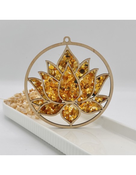 Flor de loto ámbar 11 cm para purificación energética, activación de la luz interior y elevación espiritual
