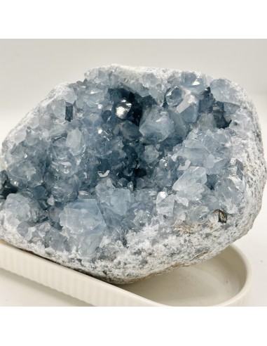 Drusa de celestina peça única para paz profunda, elevação espiritual e conexão angélica consciente