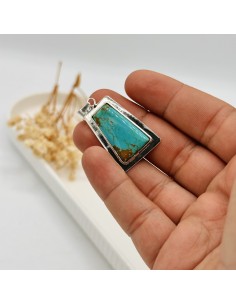 COLGANTE DE TURQUESA EN PLATA 3 CM | EXPRESIÓN VERDADERA Y SANACIÓN DEL CORAZON