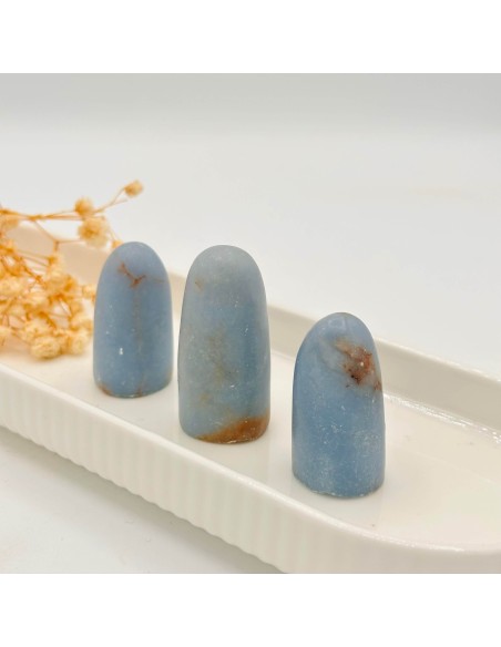 Forma de angelite 4 a 5 cm para paz interior, comunicação suave e ligação celestial