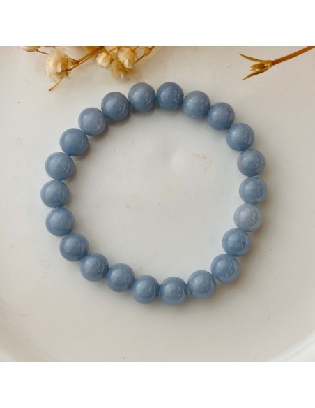 Pulseira de angelite para serenidade, comunicação interior e conexão com a energia celestial