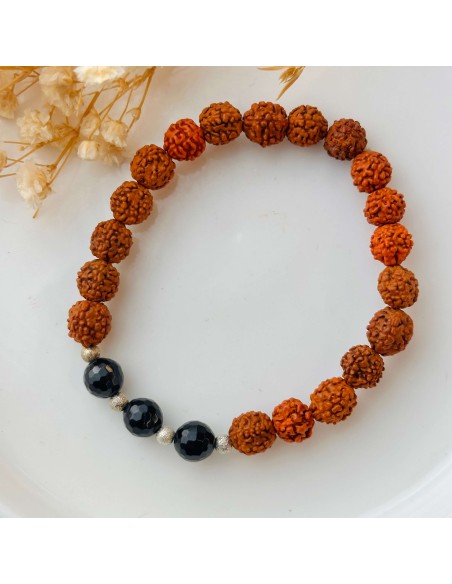 Pulseira de Rudraksha e Turmalina | Tenda Gaia
