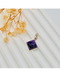 Colgante de charoita en plata para transformación interior, elevación espiritual y claridad consciente