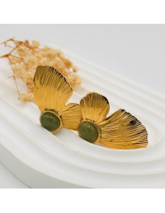 BRINCOS DE QUARTZO VERDE FLÁVIA EM AÇO INOXIDÁVEL