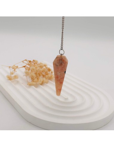 Pêndulo de Pedra do Sol para vitalidade energética, otimismo interior e leitura radiestésica iluminada