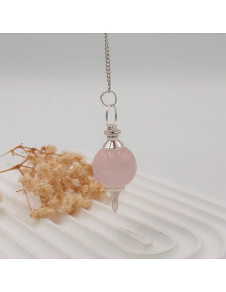 Pêndulo de quartzo rosa Mermet para amor próprio, cura emocional e harmonia interior