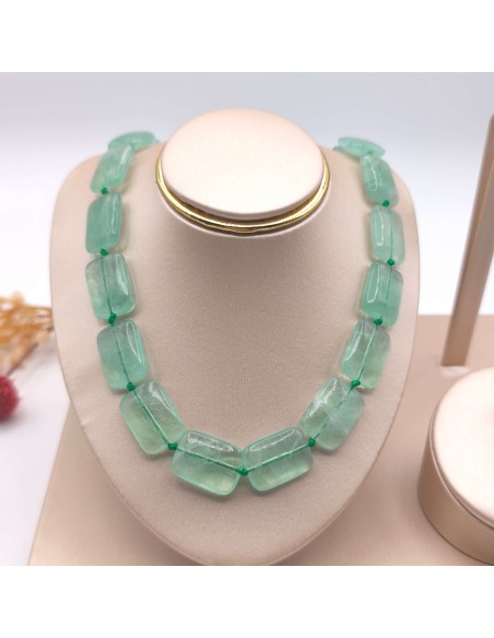 COLLAR DE FLUORITA VERDE RECTANGULAR | JOYA CON CRISTAL PARA CLARIDAD MENTAL Y EQUILIBRIO EMOCIONAL