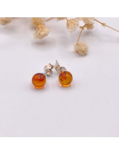 Brincos de âmbar 6 mm prata
