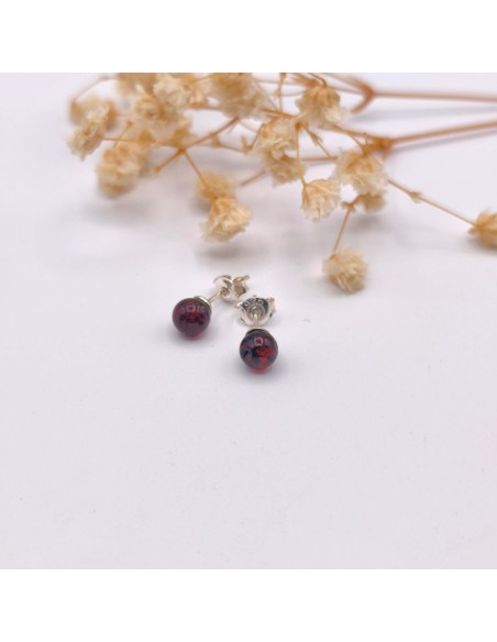 Brincos de âmbar 6 mm prata