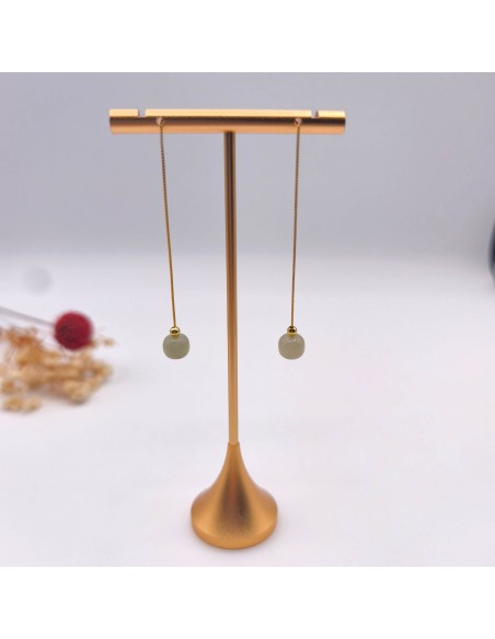 Pendientes de jade verde Sofia en acero inoxidable para armonía del corazón, serenidad emocional y prosperidad consciente