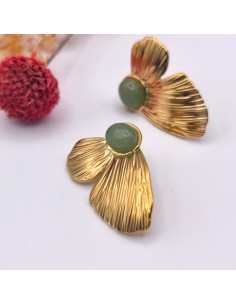 BRINCOS DE QUARTZO VERDE FLÁVIA EM AÇO INOXIDÁVEL 2