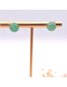 Brincos de quartzo verde 8 mm prata pedra natural