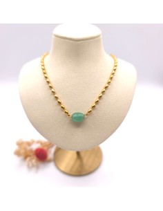 COLLAR DE CUARZO VERDE MARISA ACERO INOXIDABLE 2