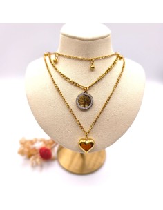 Collar triple árbol de la vida en acero inoxidable para conexión interior, fuerza espiritual y equilibrio energético 2