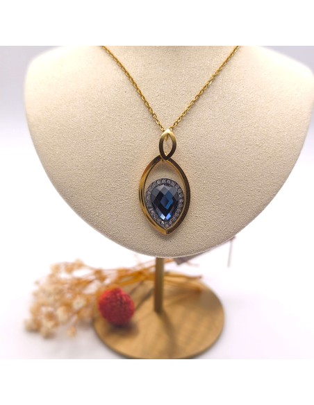 Collar de acero inoxidable con ojo turco que activa protección energética, armonía interior y claridad intuitiva