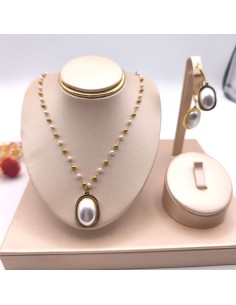 COLLAR DE PERLAS ROSÁRIO EN ACERO INOXIDABLE 2