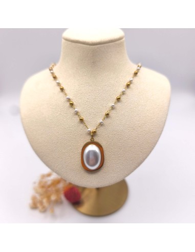 Collar de perlas estilo rosario en acero inoxidable para paz interior, devoción consciente y elevación espiritual.