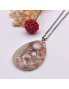 COOLAR DE ÁGATA FLOR ACERO