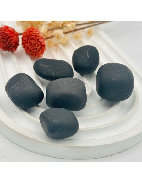 Shungit rodada sin pulir para purificación intensa protección energética y equilibrio del chakra raíz