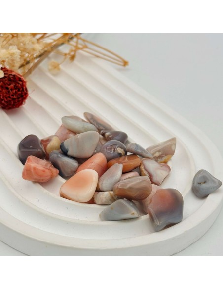 Ágata rosa natural rodada para amor propio, equilibrio emocional y seguridad interior