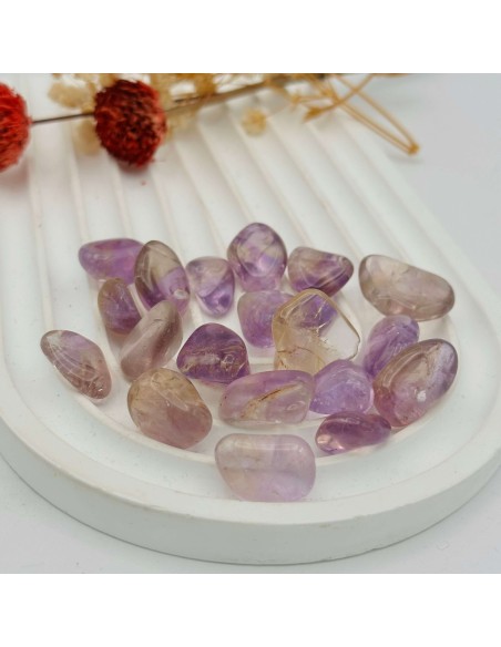 Ametrino rodado para equilibrio mental, claridad intuitiva y transformación interior iluminada