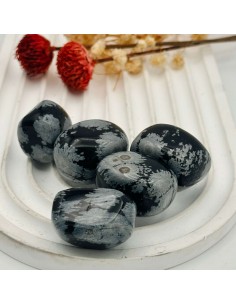 Obsidiana de flocos de neve rolada 1 A 2 cm pedra natural de proteção
