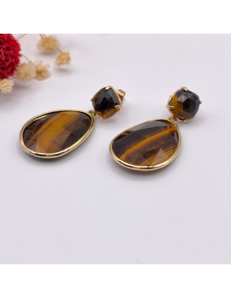 Brincos de olho de tigre para coragem, proteção energética e foco interior