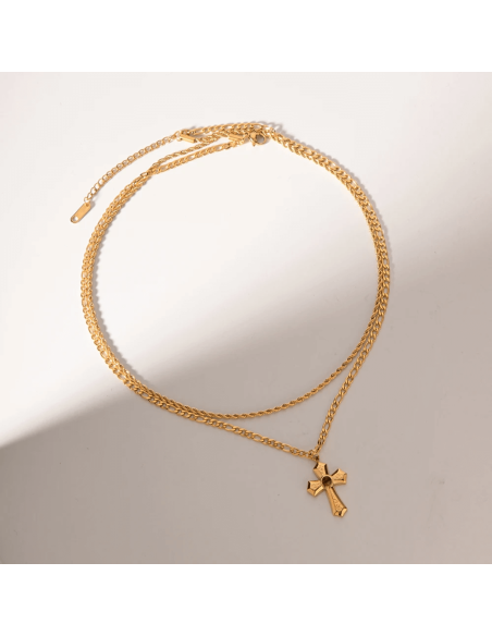 Colar Olho de Tigre Duplo Cruzifix | Tenda Gaia