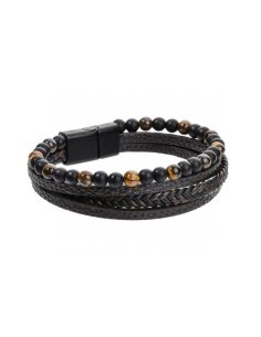 Pulsera de ojo de tigre y obsidiana Hórus para protección energética, estabilidad emocional y fuerza interior