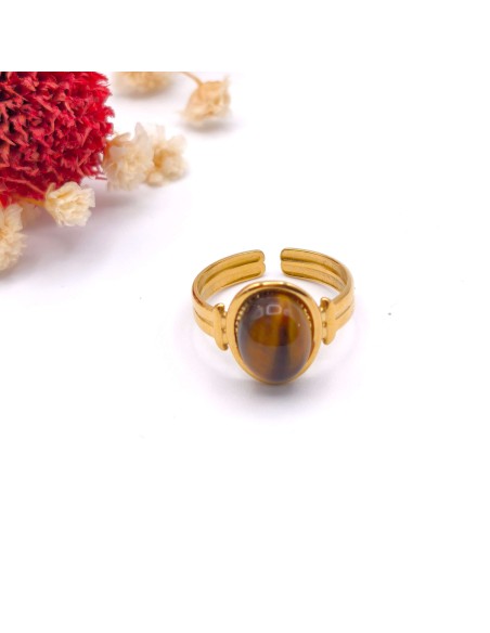 Anillo de Ojo de Tigre Ajustable | Coraje y protección energética