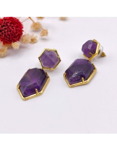 Brincos de ametista maia em aço que irradiam purificação energética e promovem calma interior