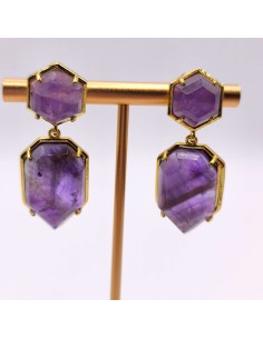 Brincos de ametista maia em aço que irradiam purificação energética e promovem calma interior 2