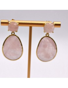 Brincos de Quartzo Rosa em Aço | Tenda Gaia