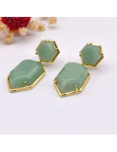 PENDIENTES DE CUARZO VERDE MAIA ACERO