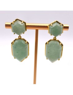 PENDIENTES DE CUARZO VERDE MAIA ACERO 2