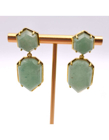 PENDIENTES DE CUARZO VERDE MAIA ACERO