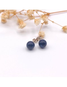 BRINCOS DE LÁPIS LAZULI 8MM PRATA