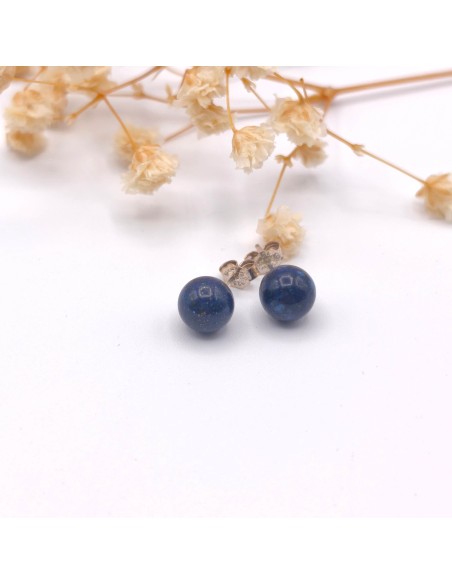Brincos de lápis-lazúli 8 mm em prata para intuição clara, verdade interior e proteção espiritual