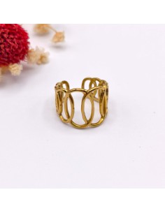 Anel em Aço Inoxidável Elo Dourado Ajustável