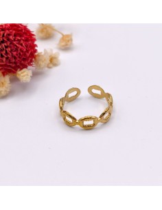 ANILLO EN ACERO AJUSTABLE CACAROLA DORADA