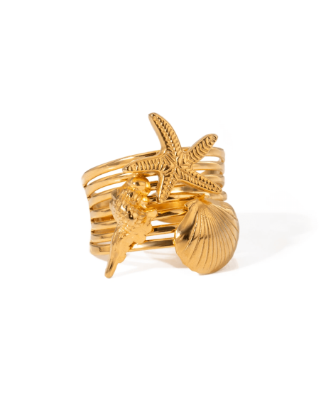 Anillo energía del mar en acero inoxidable para fluidez emocional, renovación interior y equilibrio vibracional