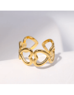 ANILLO EN ACERO AJUSTABLE CORAZONES