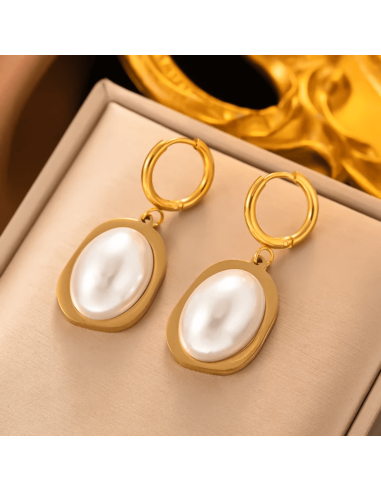 Pendientes de perlas en acero inoxidable rosario para protección espiritual, elevación energética y serenidad interior