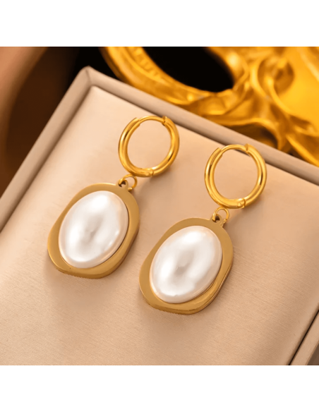 Pendientes de perlas en acero inoxidable rosario para protección espiritual, elevación energética y serenidad interior